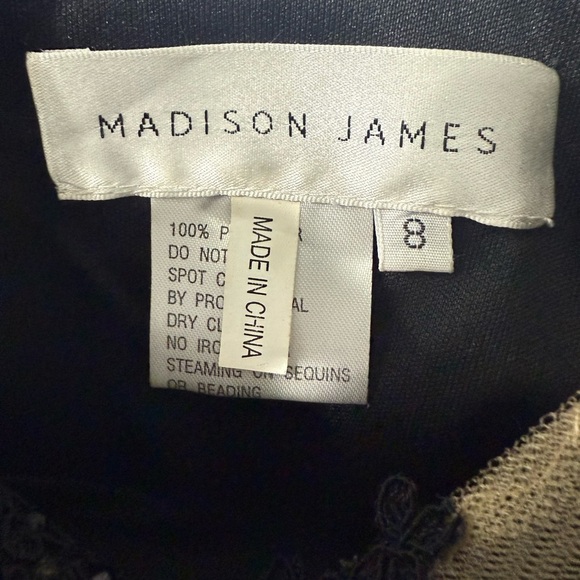 Madison James Black Lace Illusion Mini Dress Sz 8 - Picture 3 of 10